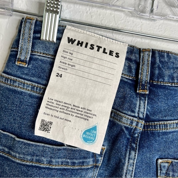 Whistles Jeans Women Size 24 Slim Skinny Ankle Blue High Rise Mom MSRP $199 - Picture 4 of 12